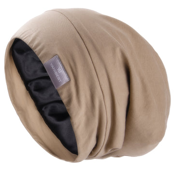 Butter Satin Lined Slouchy Cap - Khaki