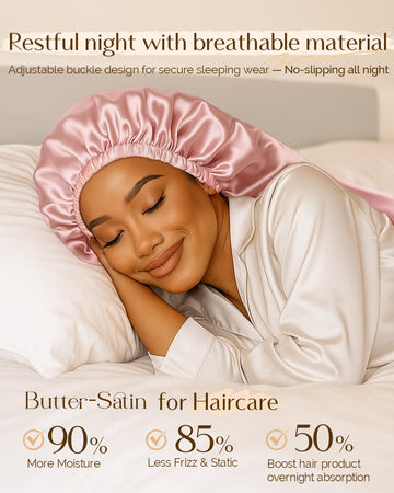 Silk Butter Satin Bonnet For Braids - Millennium Pink