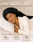 Silk Butter Satin Bonnet For Braids - Black