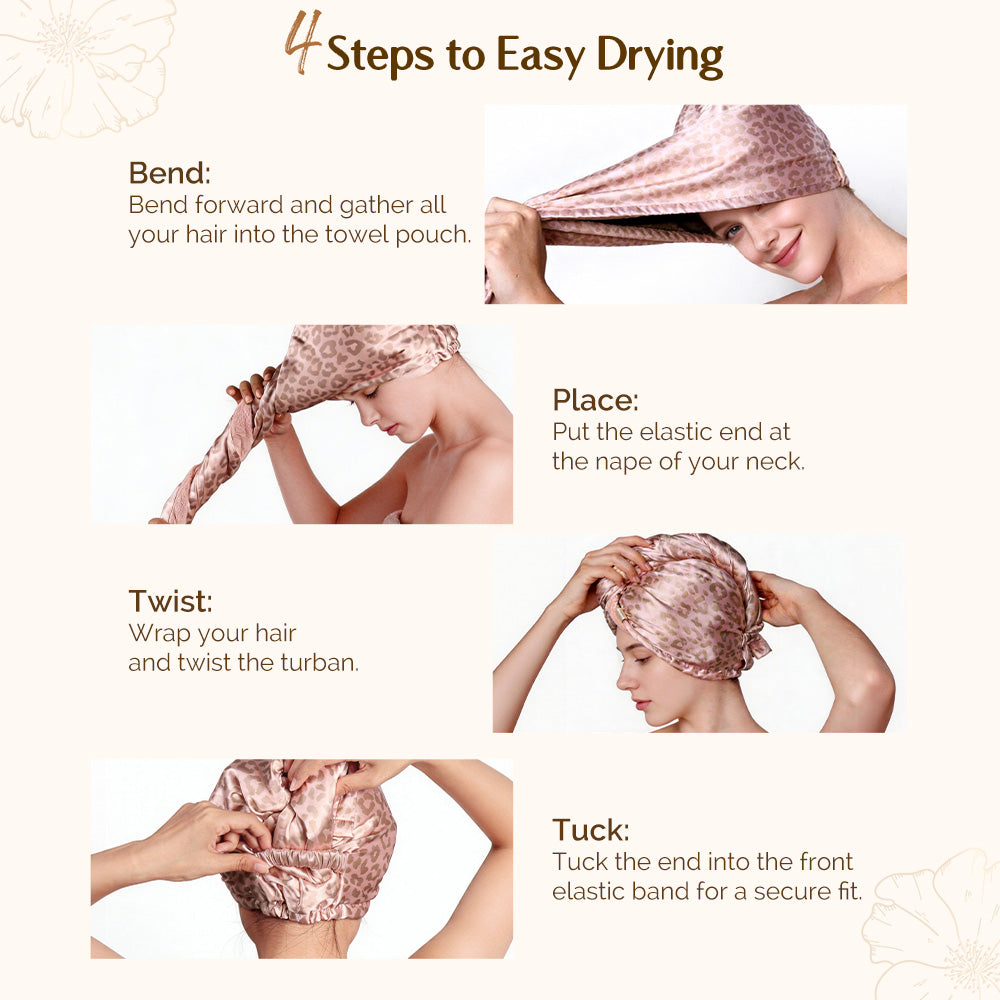 Microfiber Hair Towel - Pink Leaopard