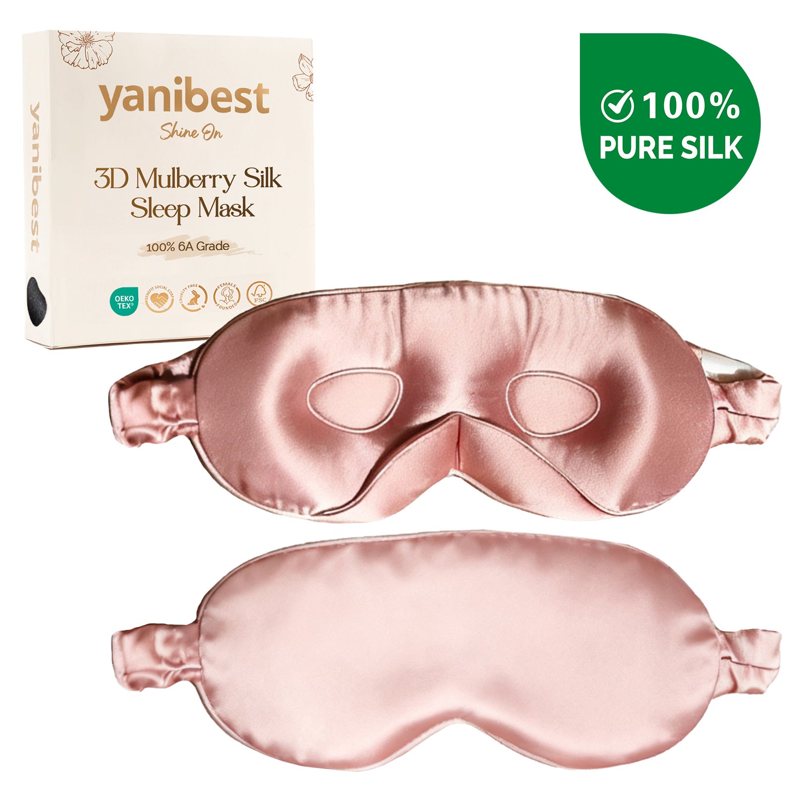 3D Mulberry Silk Sleep Mask - Pink