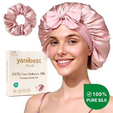 6A Mulberry Silk Bonnet with Tie Band - Pink