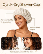 Butter Satin Lined Waterproof Shower Cap - Cream