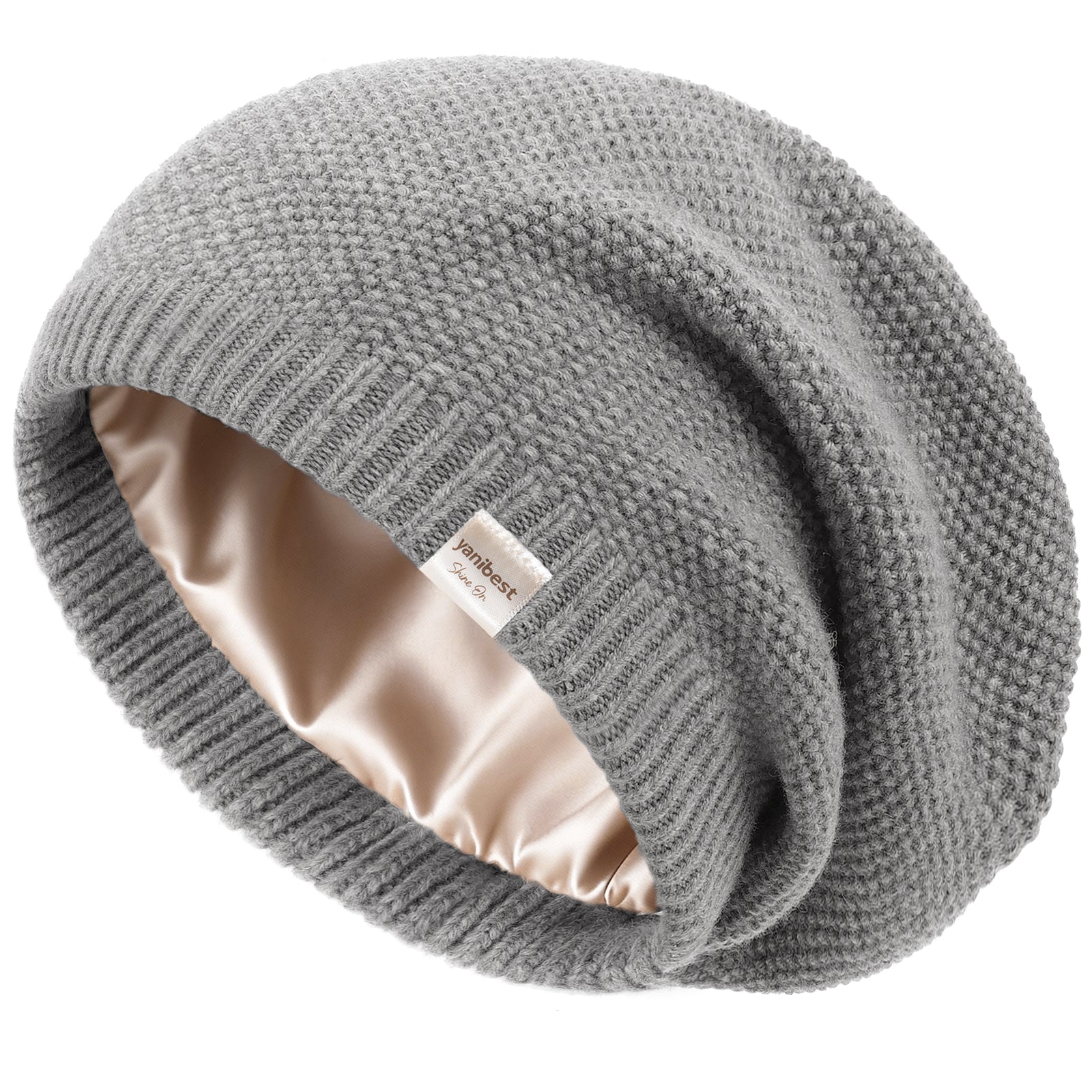 Butter Satin Lined Slouchy Beanie - Gray