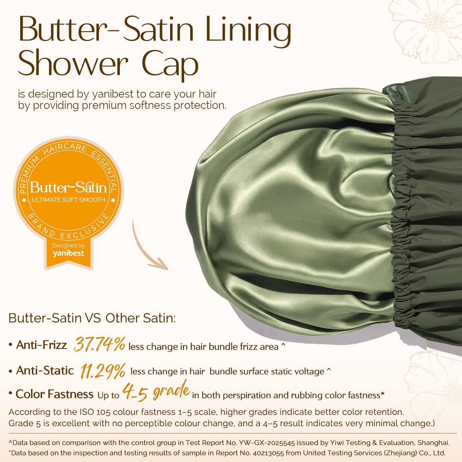Butter Satin Lined Waterproof Shower Cap - Dark Green