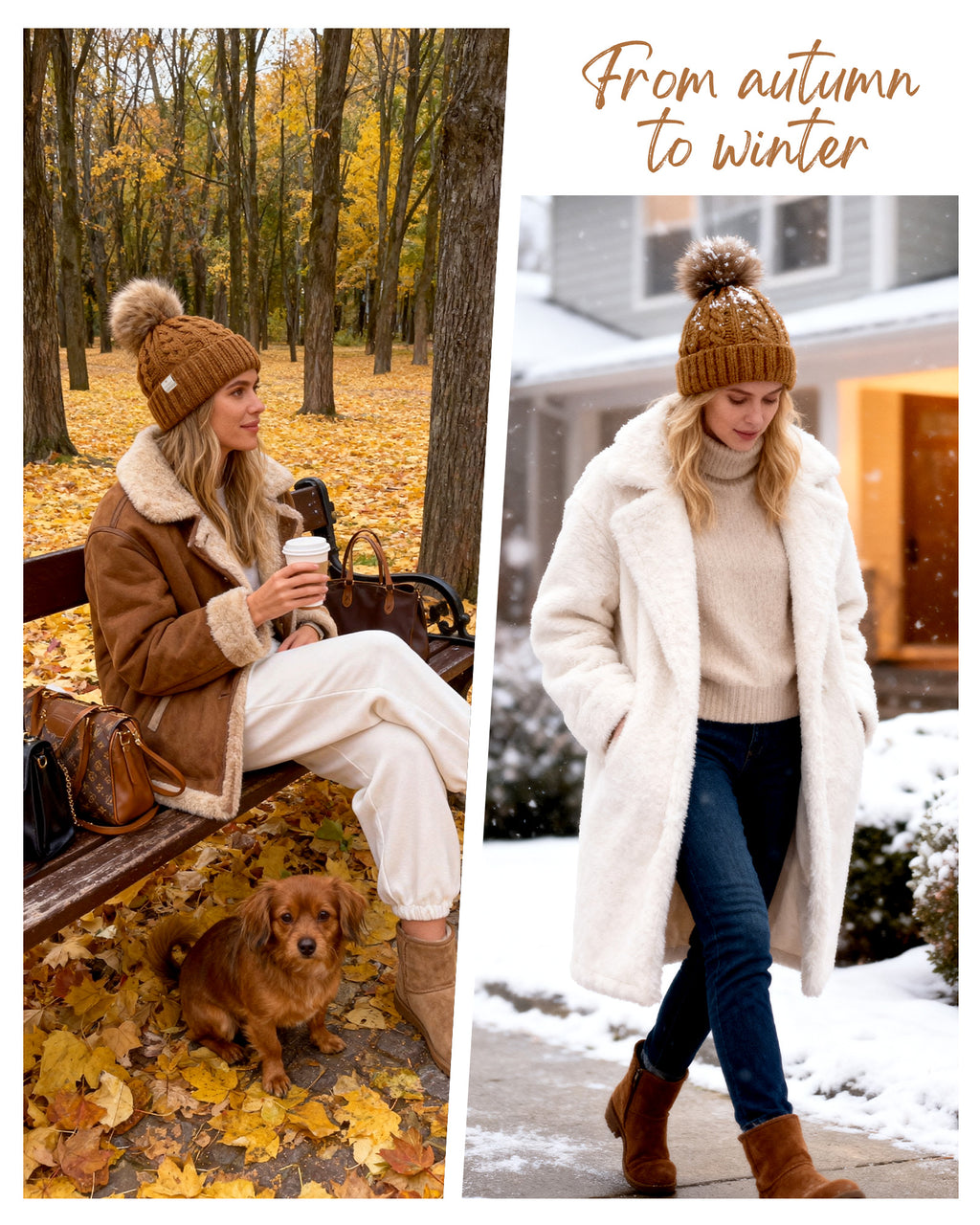 Butter Satin Lined Pom Winter Beanie - Oat Gray