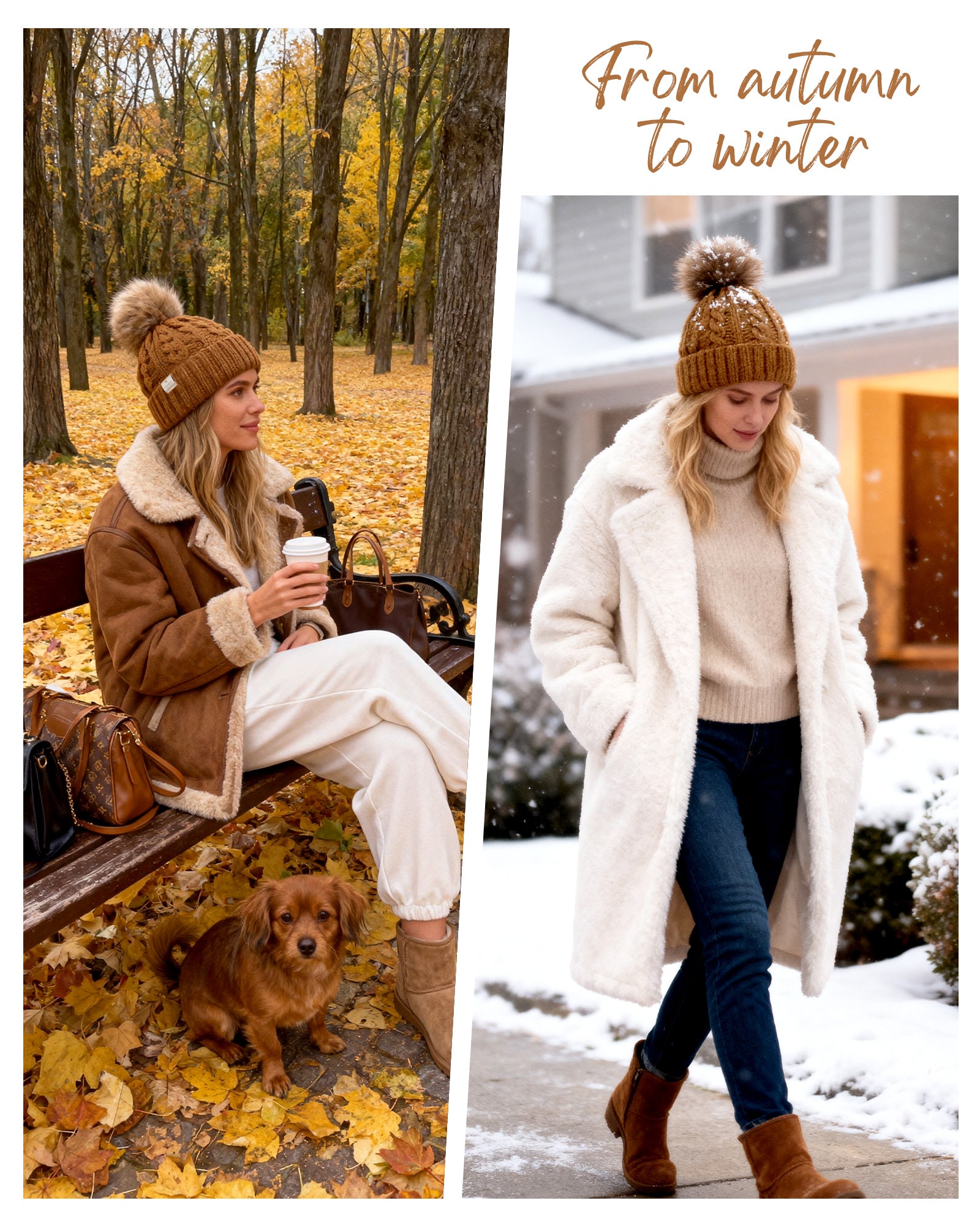 Butter Satin Lined Pom Winter Beanie - Oat Gray