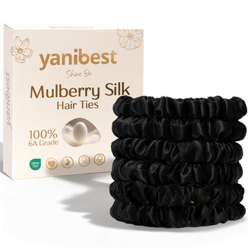 6A Mulberry Silk Skinny Scrunchie 6 in 1 - Black