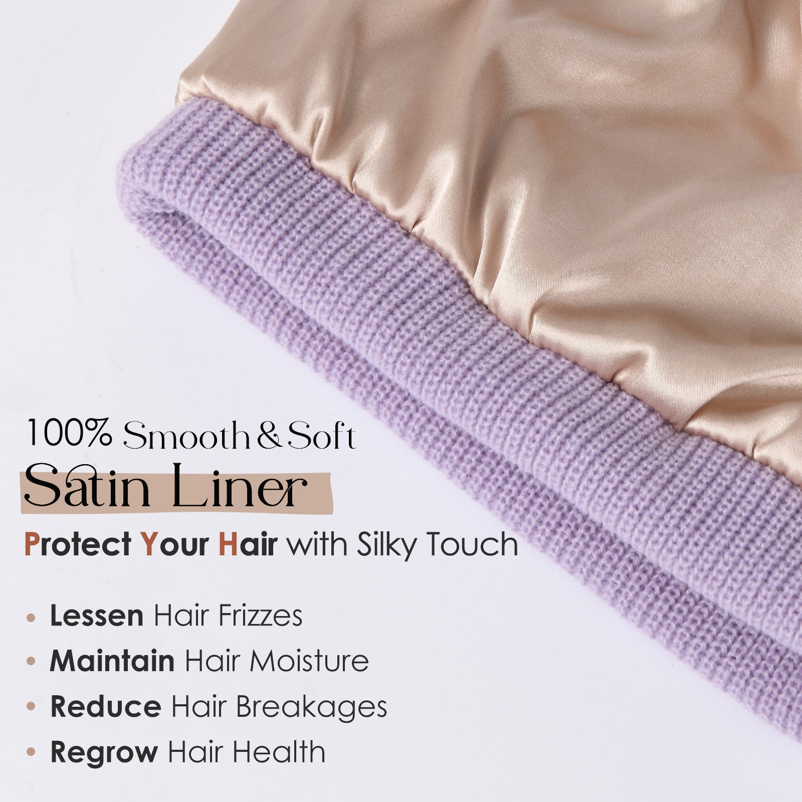 Butter Satin Lined Knit Skull Beanie - Misty Purple