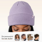Butter Satin Lined Knit Skull Beanie - Misty Purple