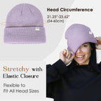 Butter Satin Lined Knit Skull Beanie - Misty Purple