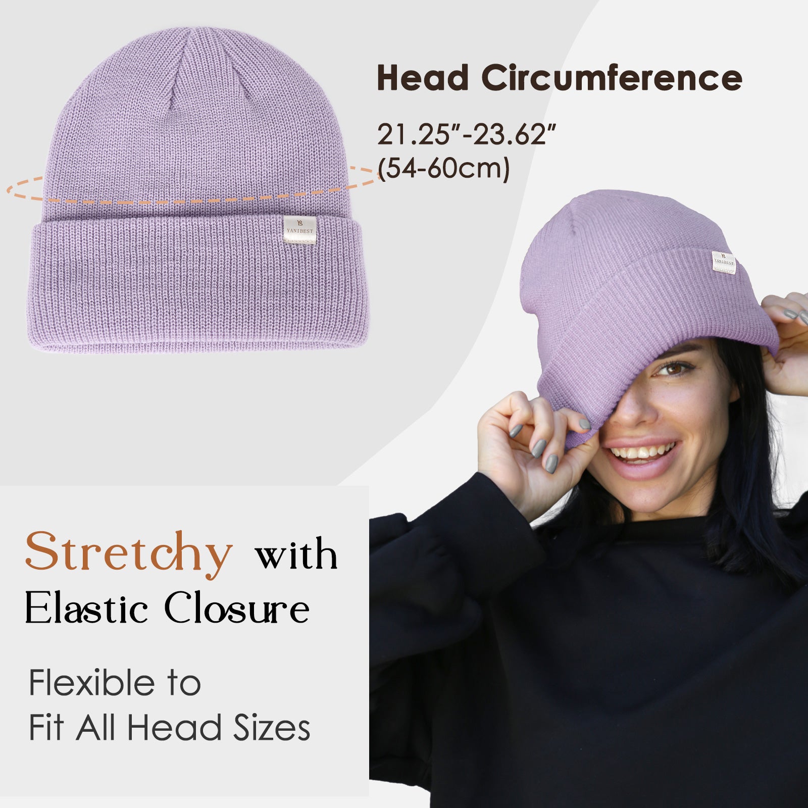 Butter Satin Lined Knit Skull Beanie - Misty Purple