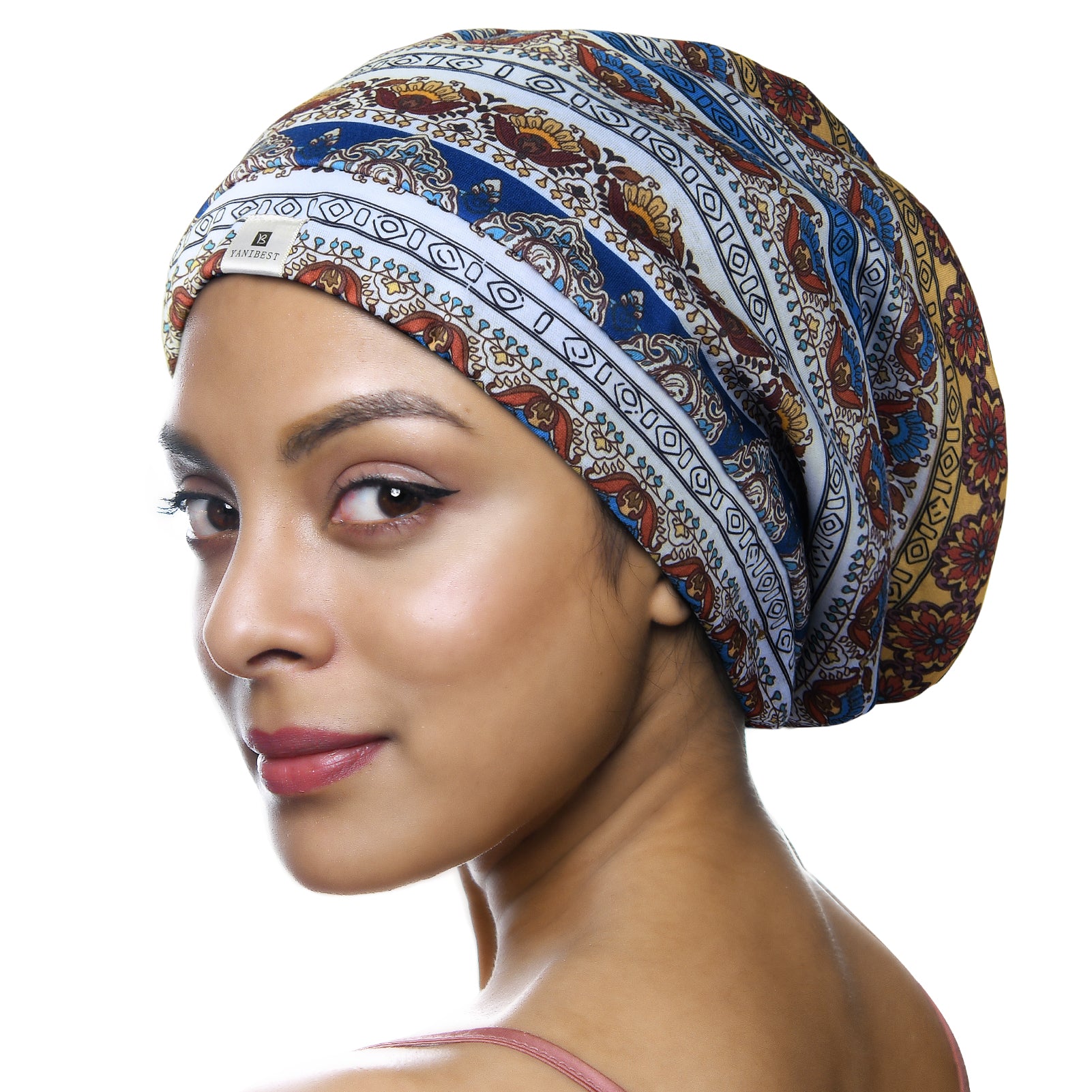 Butter Satin Lined Slouchy Cap - Coastal Paisley