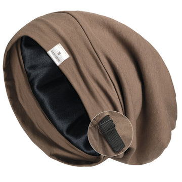 Butter Satin Lined Slouchy Cap - Coffee Brown