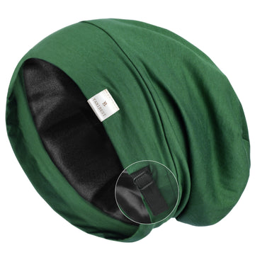Butter Satin Lined Slouchy Cap - Pine Green