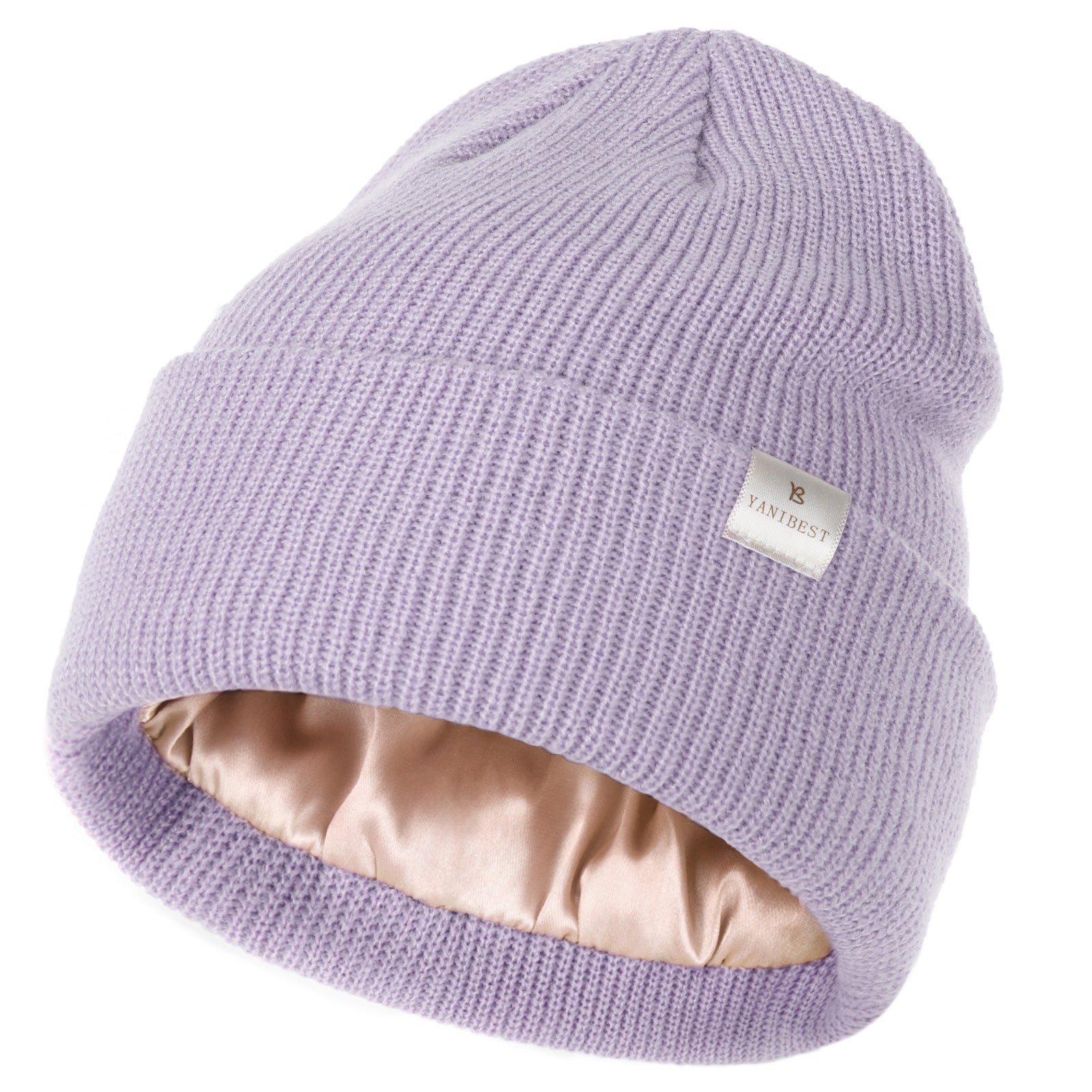 Butter Satin Lined Knit Skull Beanie - Misty Purple