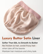 Butter Satin Lined Knit Skull Beanie - Lotus Pink