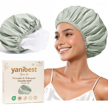 Double Layer Waterproof Shower Cap - Green