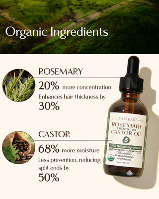 100% Natural Organic Rosemary Castor Hair Anti-Thinning Hair Oil