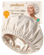 Butter Satin Lined Waterproof Shower Cap - Cream