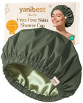 Butter Satin Lined Waterproof Shower Cap - Dark Green