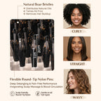 3D Styling Brush for Curly & Coily Hair | Detangle, Defrizz & Define - Crystal