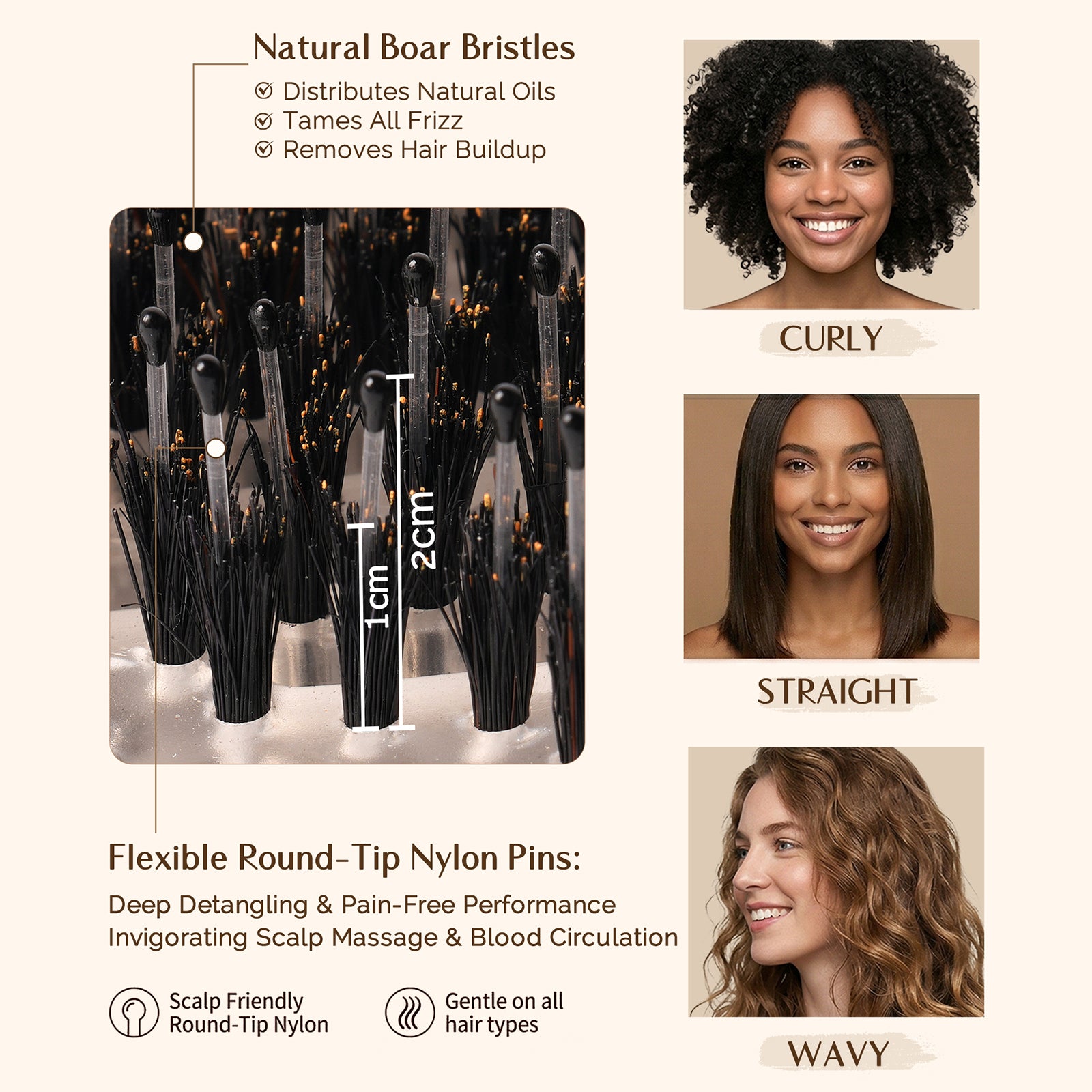 3D Styling Brush for Curly & Coily Hair | Detangle, Defrizz & Define - Crystal