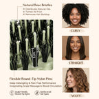 3D Styling Brush for Curly & Coily Hair | Detangle, Defrizz & Define - Green