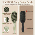 3D Styling Brush for Curly & Coily Hair | Detangle, Defrizz & Define - Green