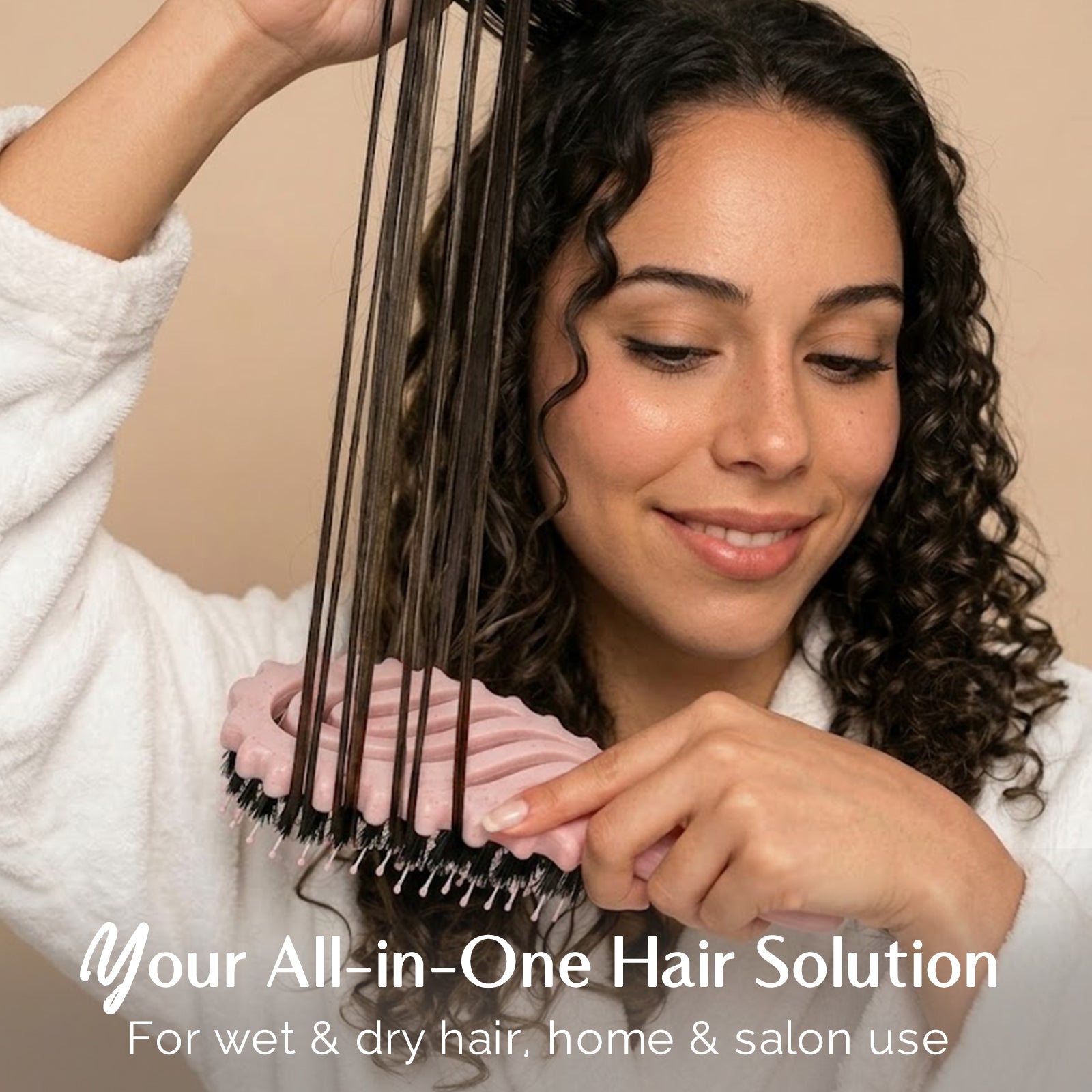 3D Styling Brush for Curly & Coily Hair | Detangle, Defrizz & Define - Pink