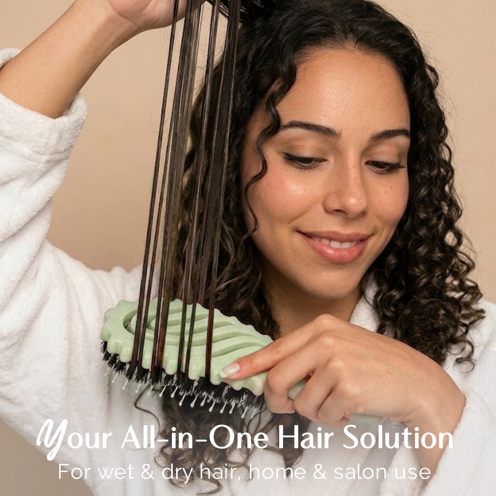 3D Styling Brush for Curly & Coily Hair | Detangle, Defrizz & Define - Green