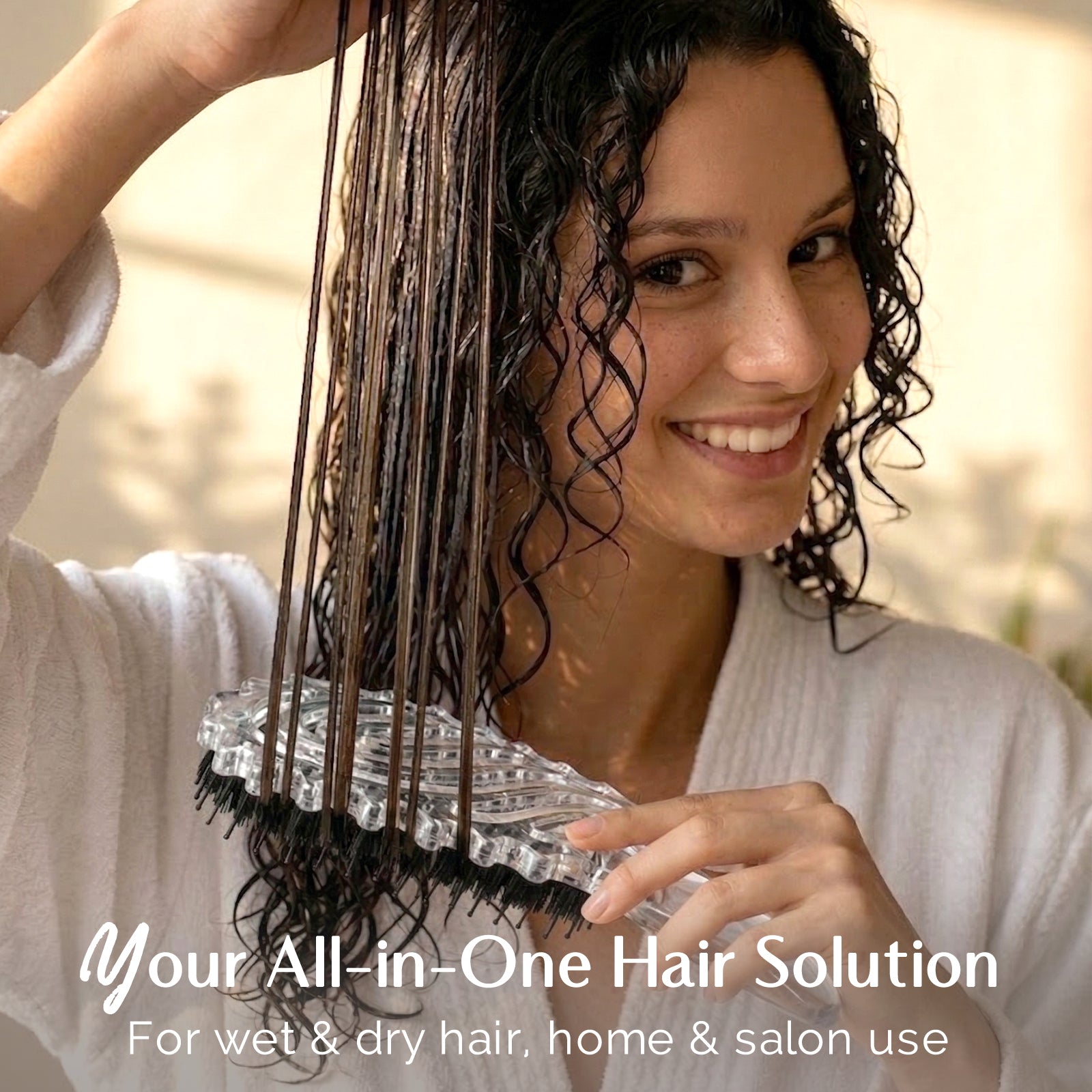 3D Styling Brush for Curly & Coily Hair | Detangle, Defrizz & Define - Crystal