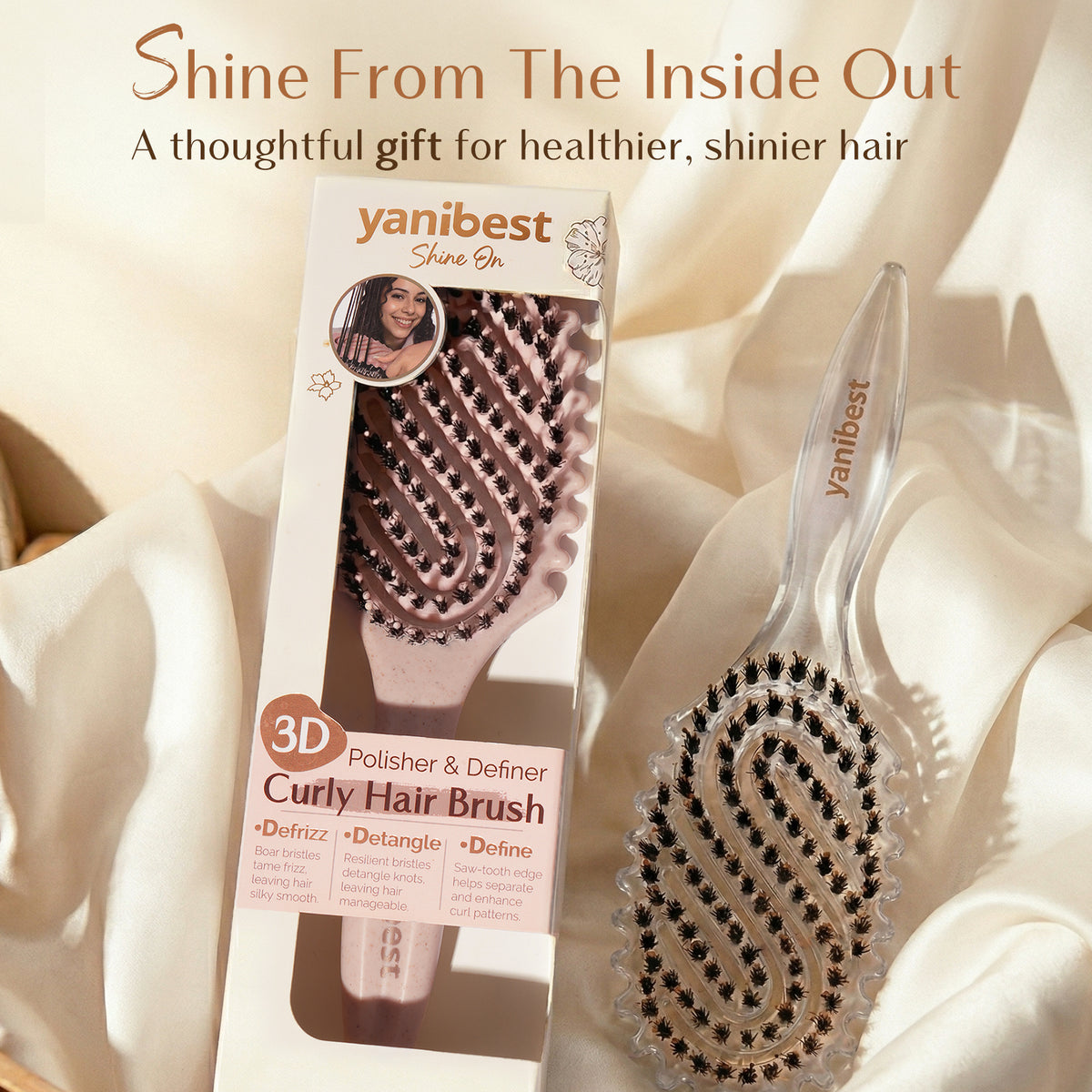 3D Styling Brush for Curly & Coily Hair | Detangle, Defrizz & Define - Pink