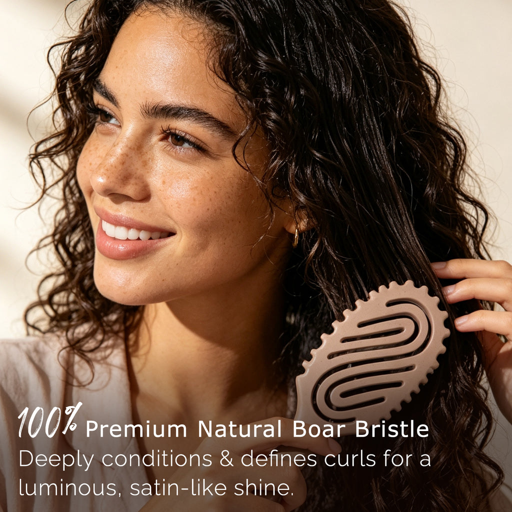 3D Styling Brush for Curly & Coily Hair | Detangle, Defrizz & Define - Beige