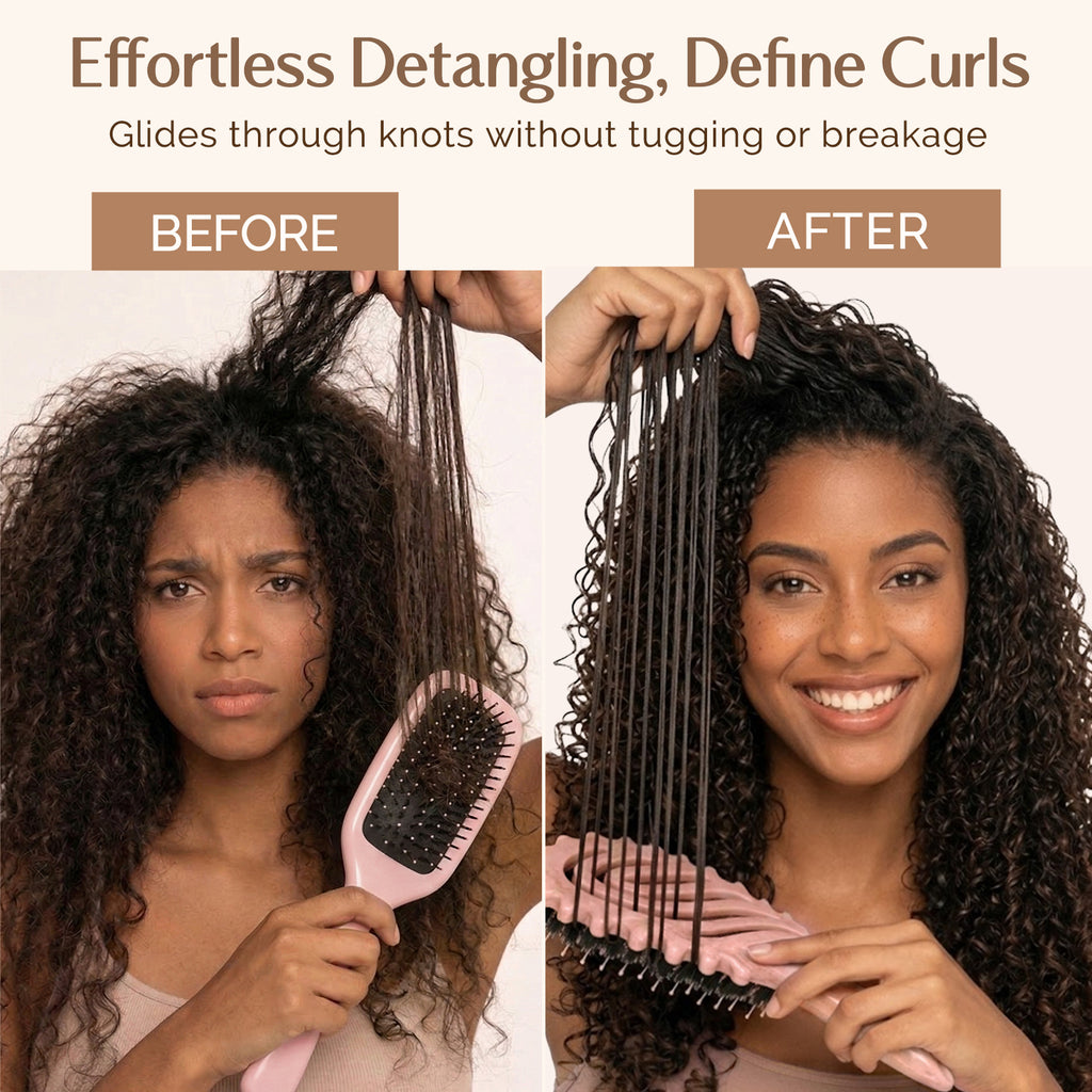3D Styling Brush for Curly & Coily Hair | Detangle, Defrizz & Define - Pink
