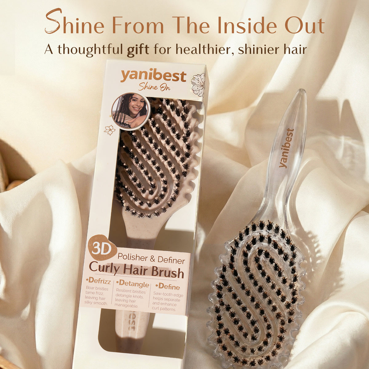 3D Styling Brush for Curly & Coily Hair | Detangle, Defrizz & Define - Green