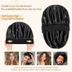 Silk Butter Satin Bonnet Wide Band - Black