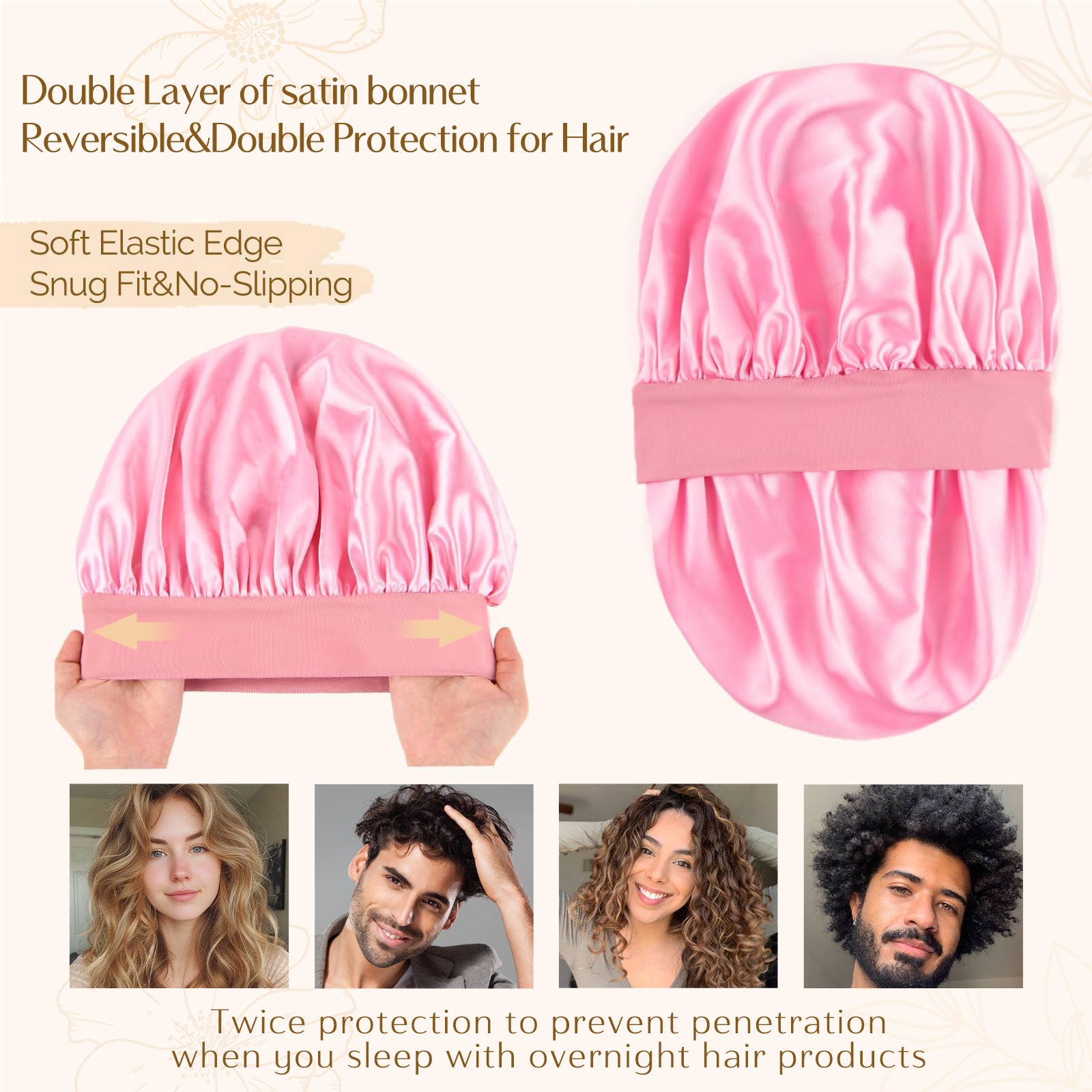 Silk Butter Satin Bonnet Wide Band - Light Rose Pink