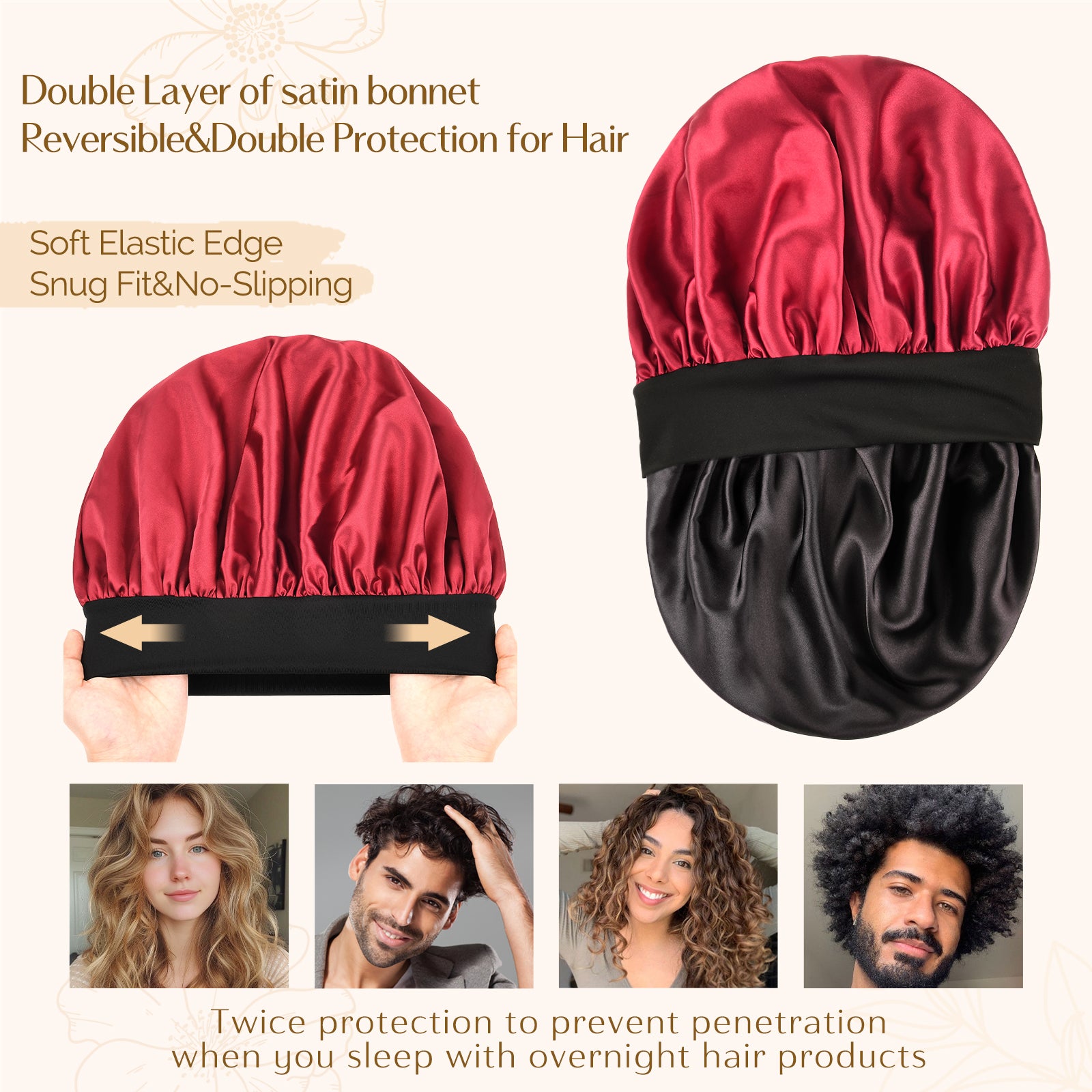 Silk Butter Satin Bonnet Wide Band - Royal Burgendy