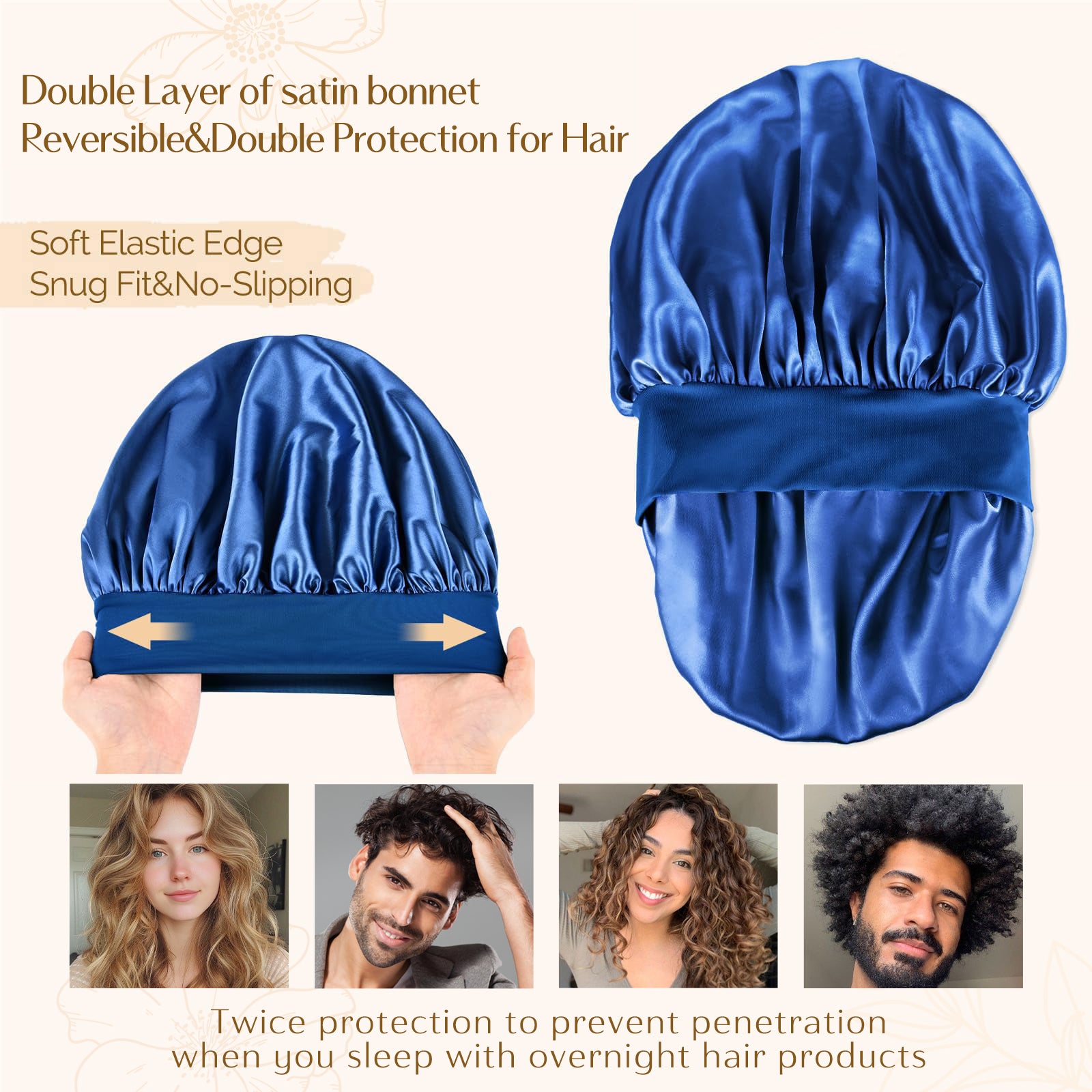 Silk Butter Satin Bonnet Wide Band - Royal Blue