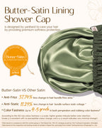 Butter Satin Lined Waterproof Shower Cap - Dark Green