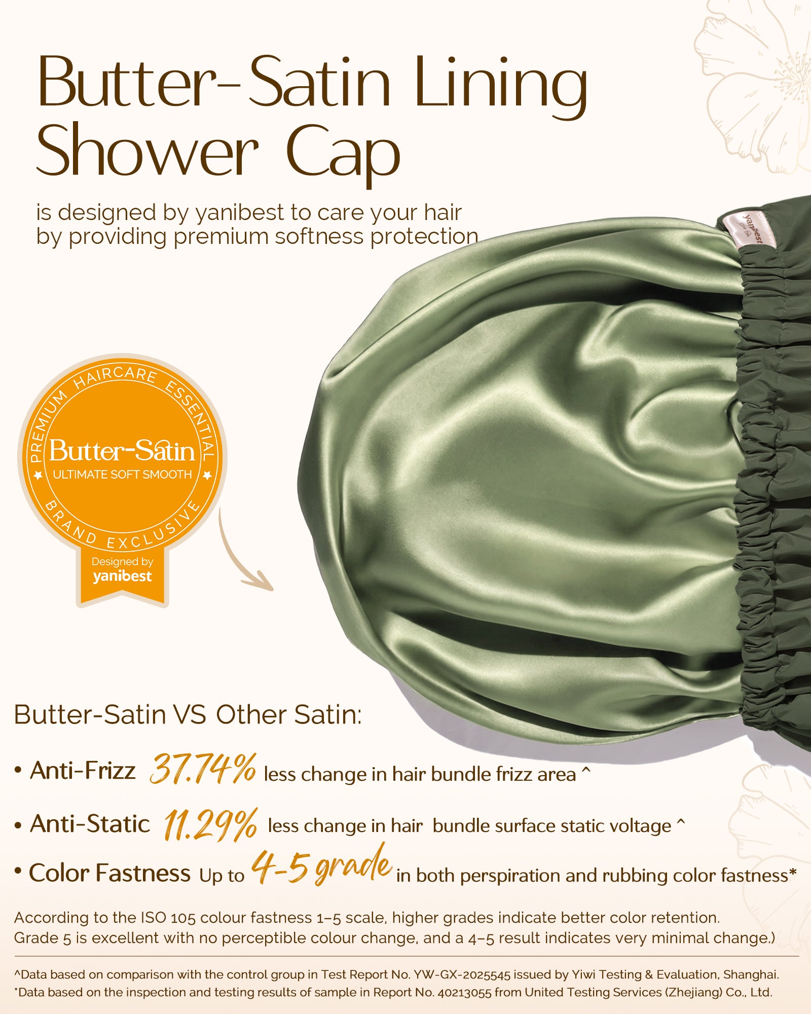 Butter Satin Lined Waterproof Shower Cap - Dark Green