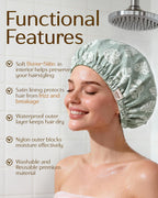 Butter Satin Lined Waterproof Shower Cap - Fresh Green
