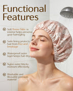 Butter Satin Lined Waterproof Shower Cap - Blush Pink