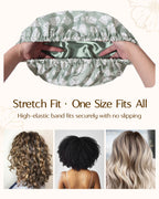 Butter Satin Lined Waterproof Shower Cap - Fresh Green