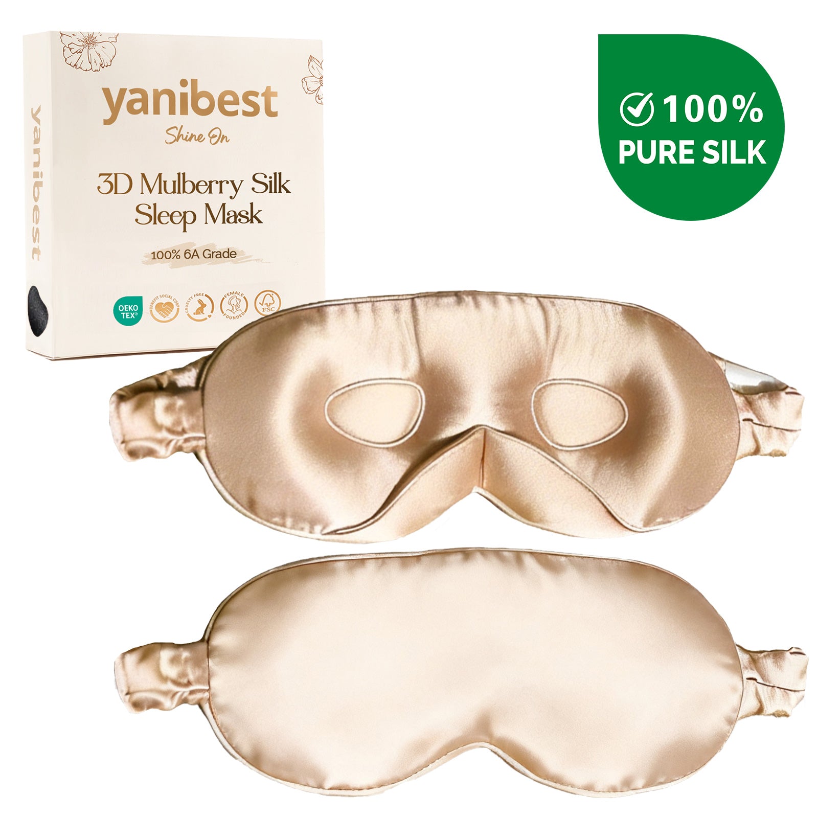 3D Mulberry Silk Sleep Mask - Champagne