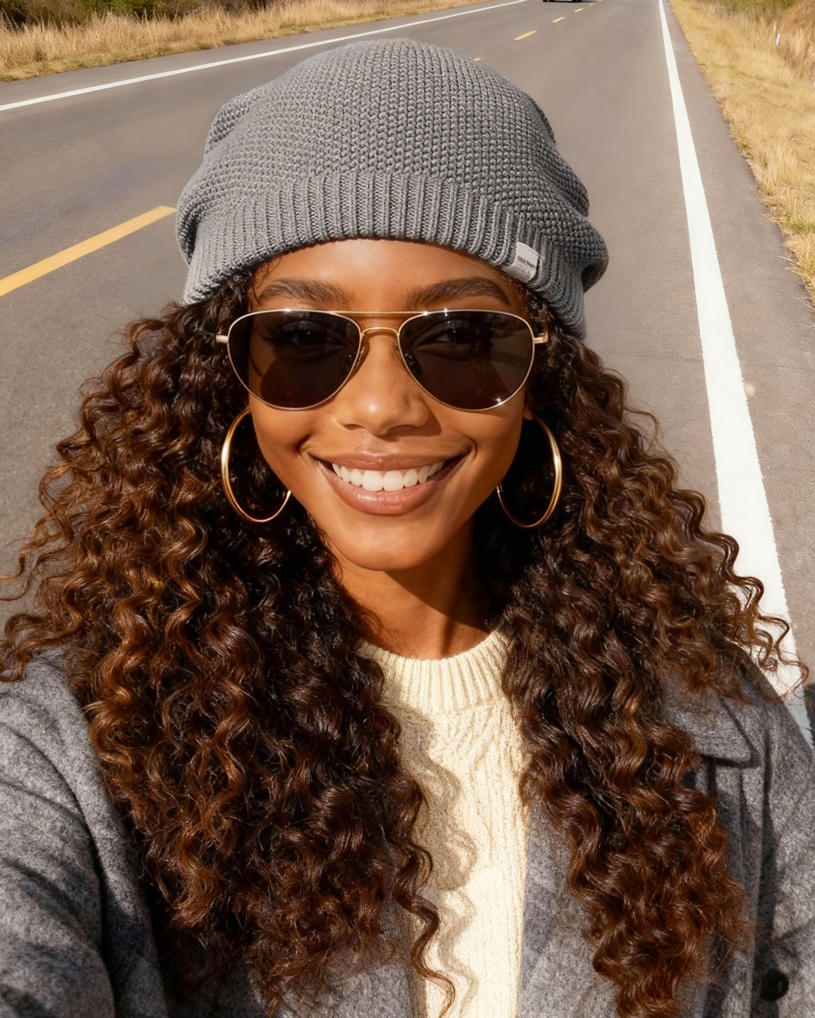 Butter Satin Lined Slouchy Beanie - Classic Smoke Grey