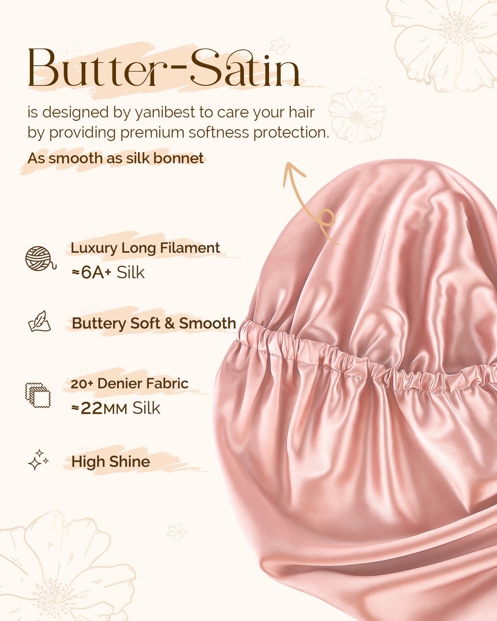 Silk Butter Satin Bonnet For Braids - Millennium Pink