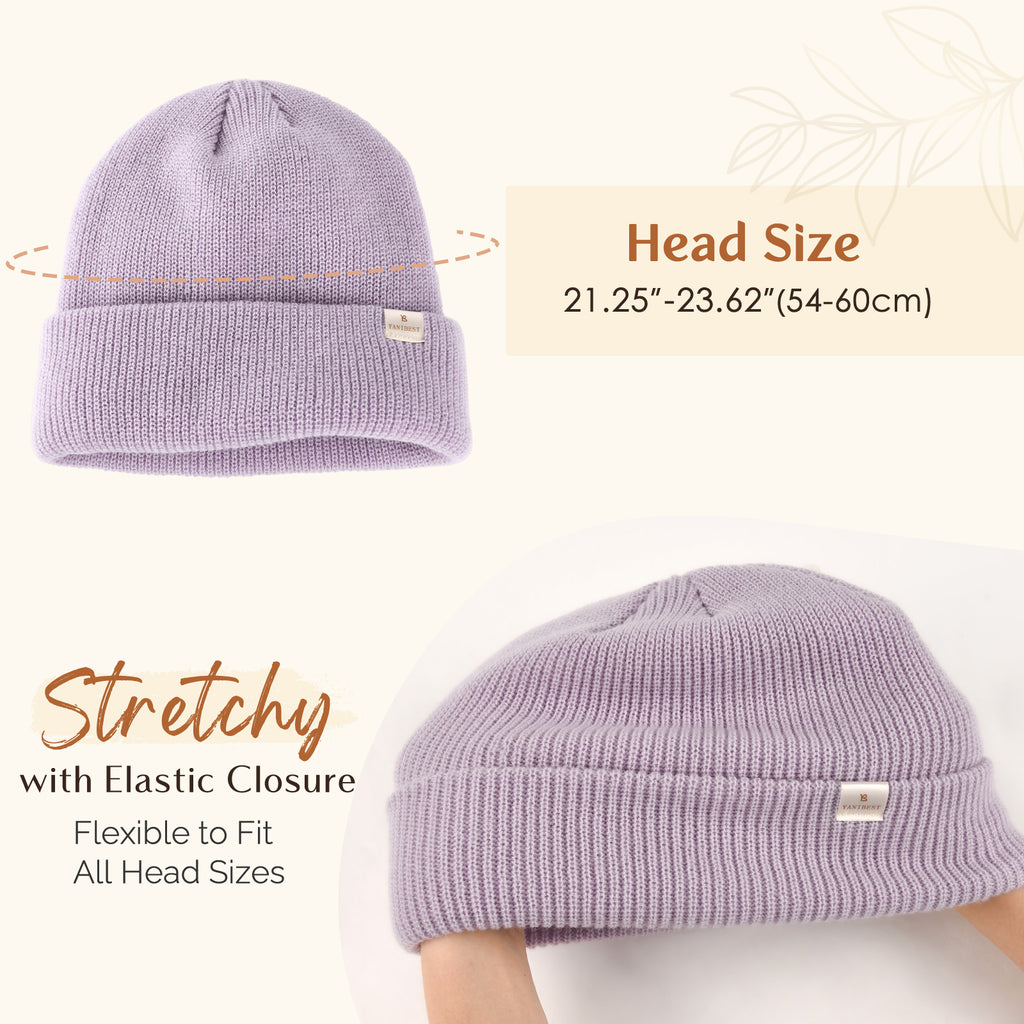 Butter Satin Lined Knit Skull Beanie - Misty Purple