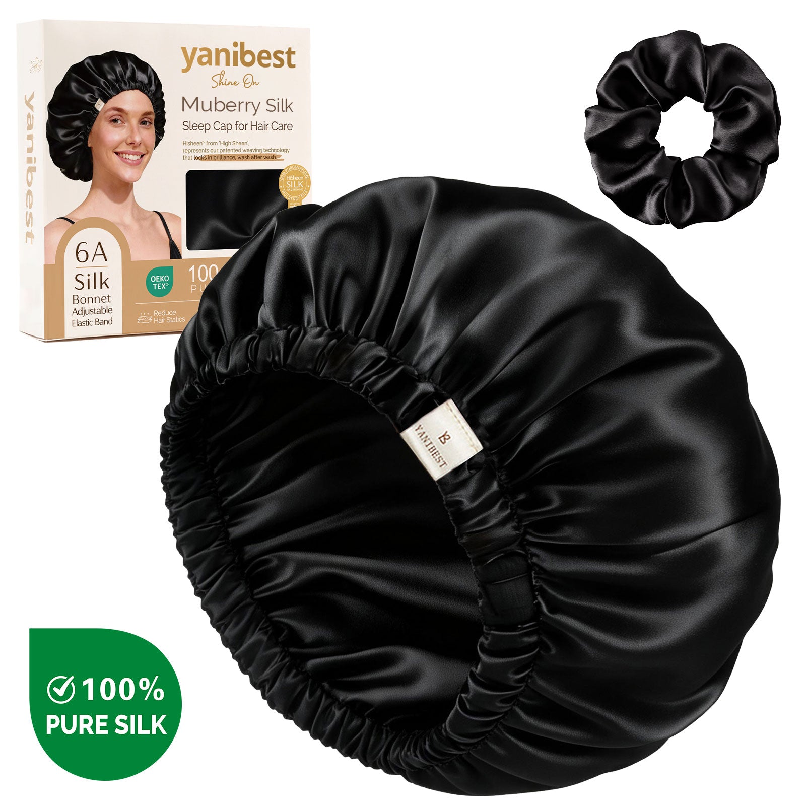 Bonnet en soie de mûrier | Noir 